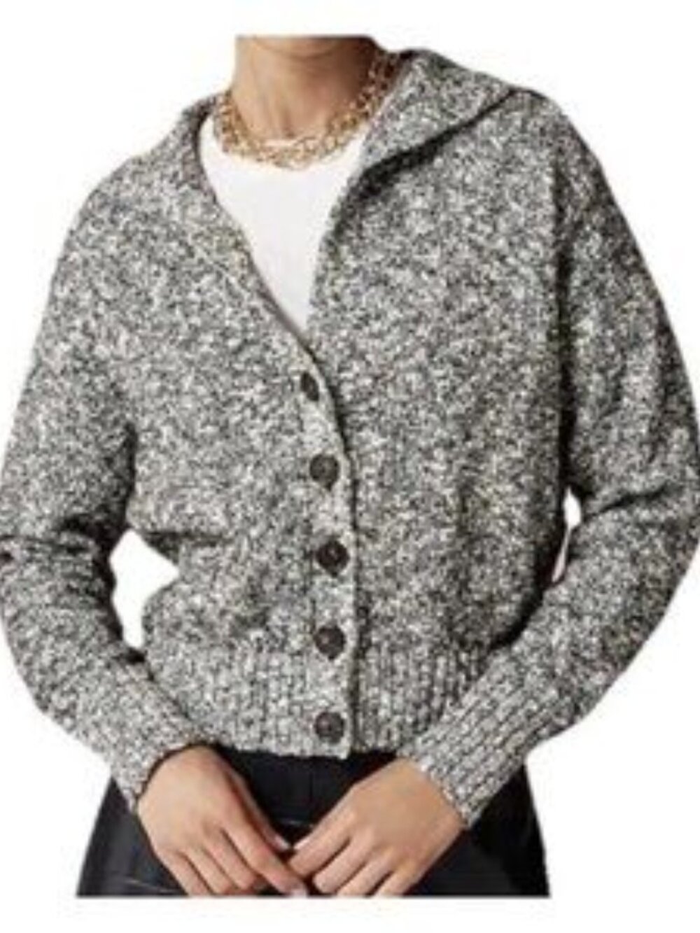 J.Crew Marled Knit Sweater Jacket Cardigan Gray Size M Button Front Wool Blend